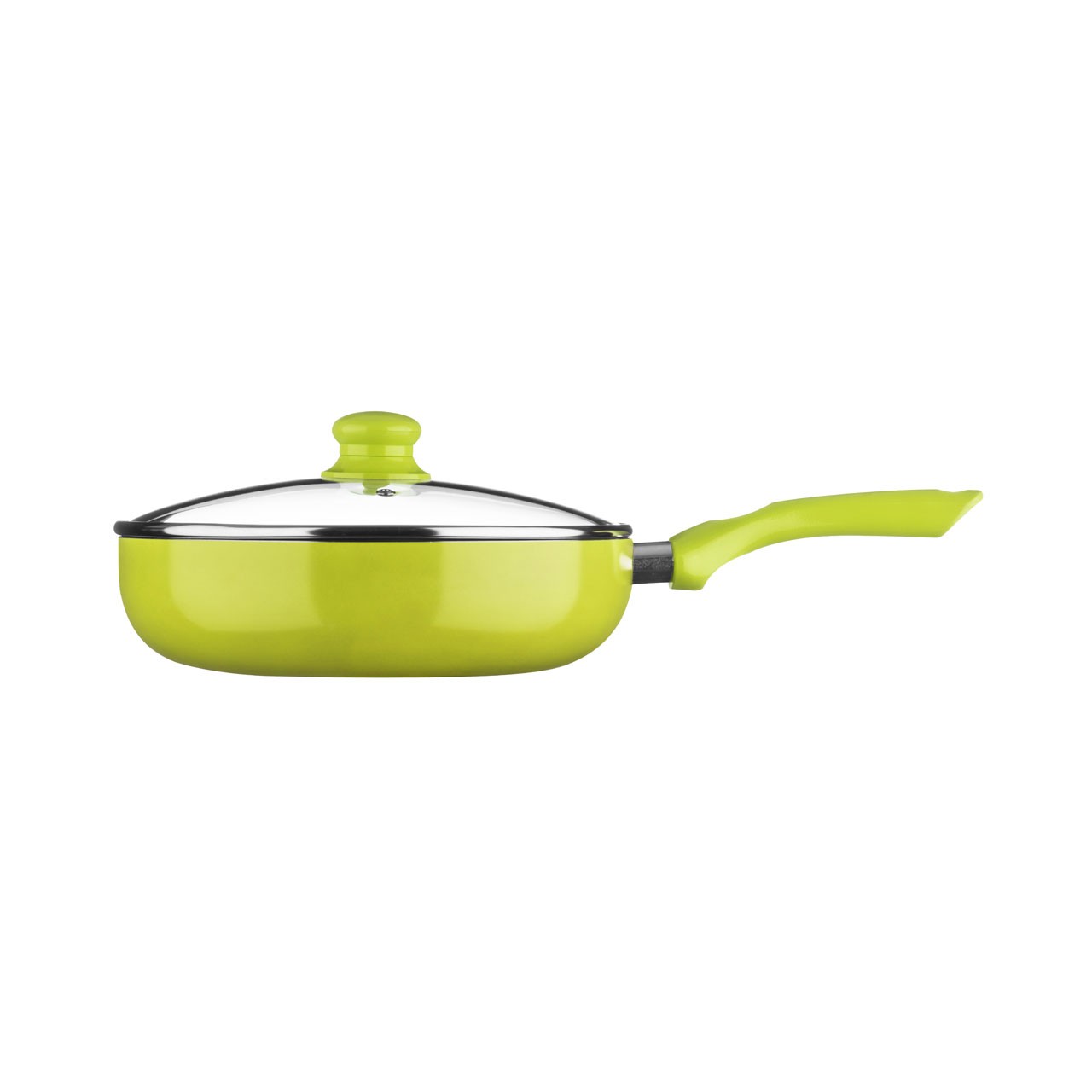 Ecocook Frying Pan with Glass Lid - 26 cm, Lime Green
