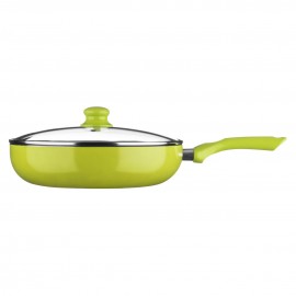 Prime Furnishing Ecocook FryPan with Glass Lid, 30 cm,Lime Green