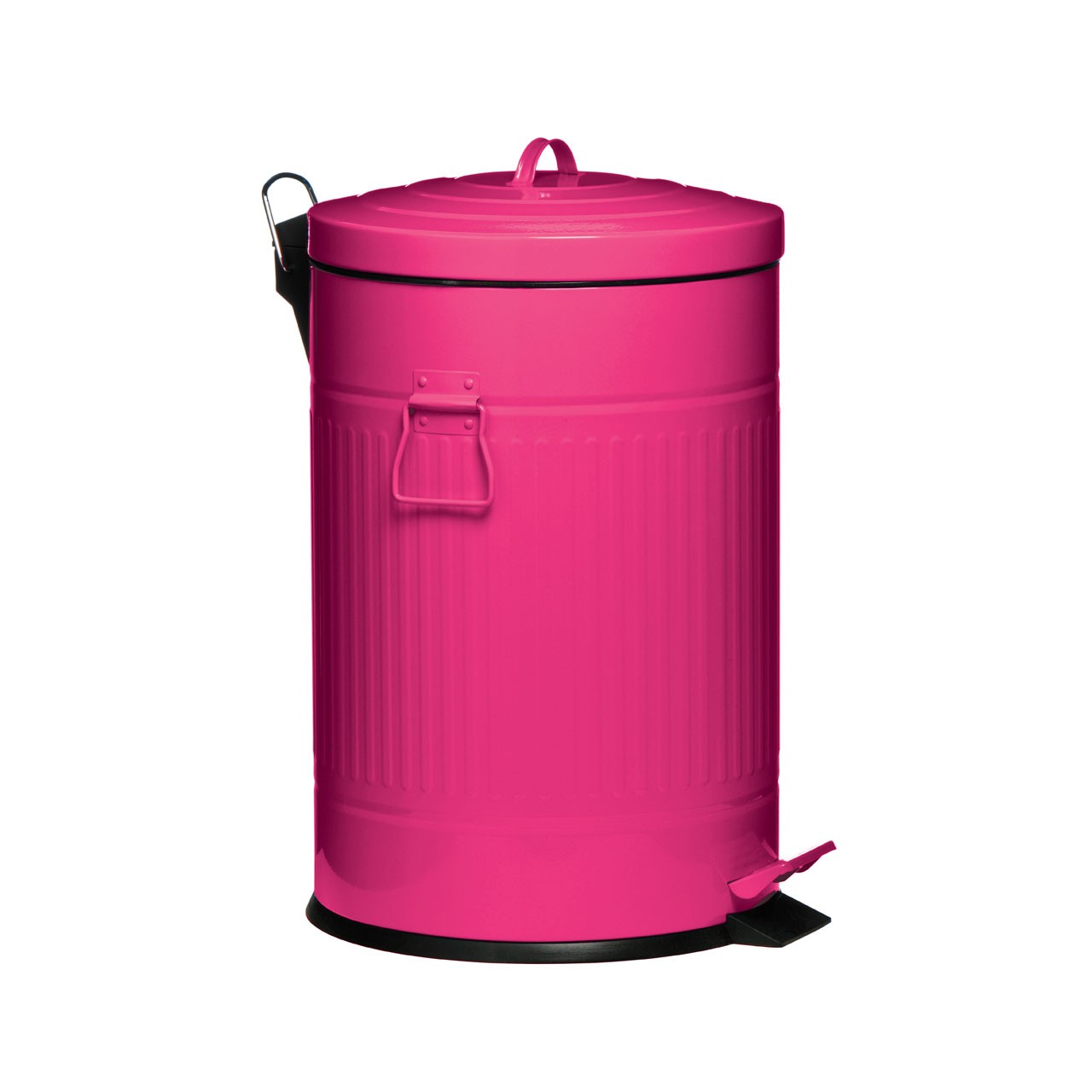 20Ltr Pedal Bin, Hot Pink Galvanised Steel, Inner Plastic Bucket