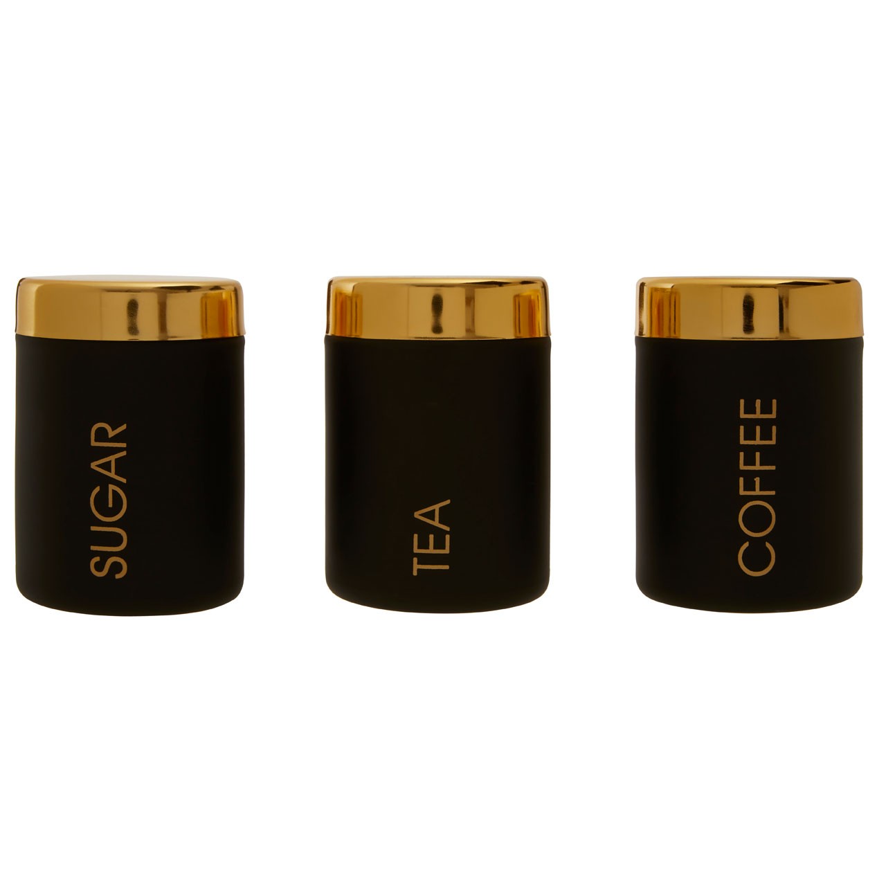 Liberty Set of 3 Black and Gold Canisters Jars for Food Storage