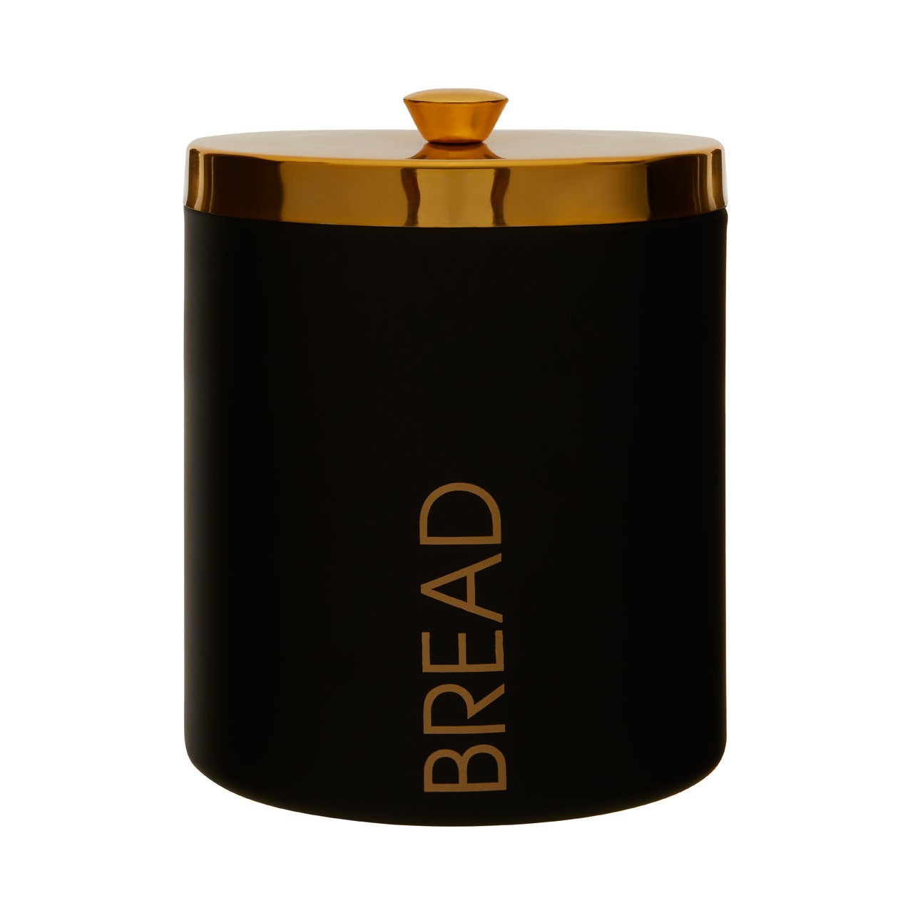 Liberty Black Enamel Finish Bread Bin with Gold Lid for Food Sto