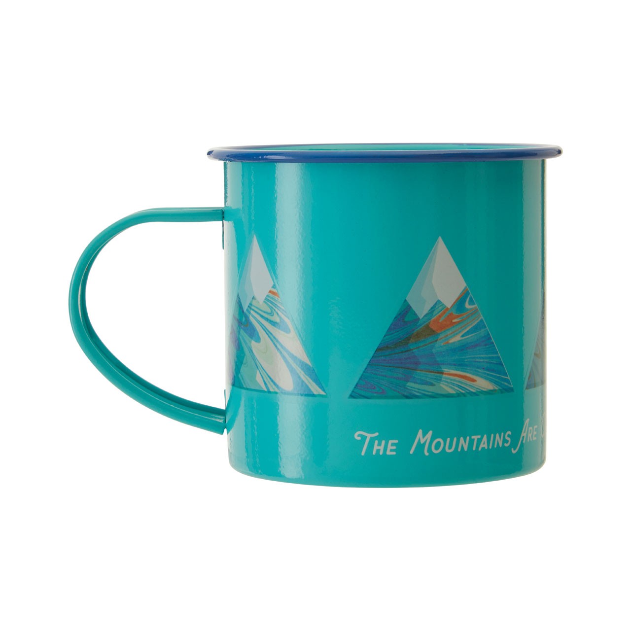 Mimo enamel mug features a colourful mountain design - Click Image to Close