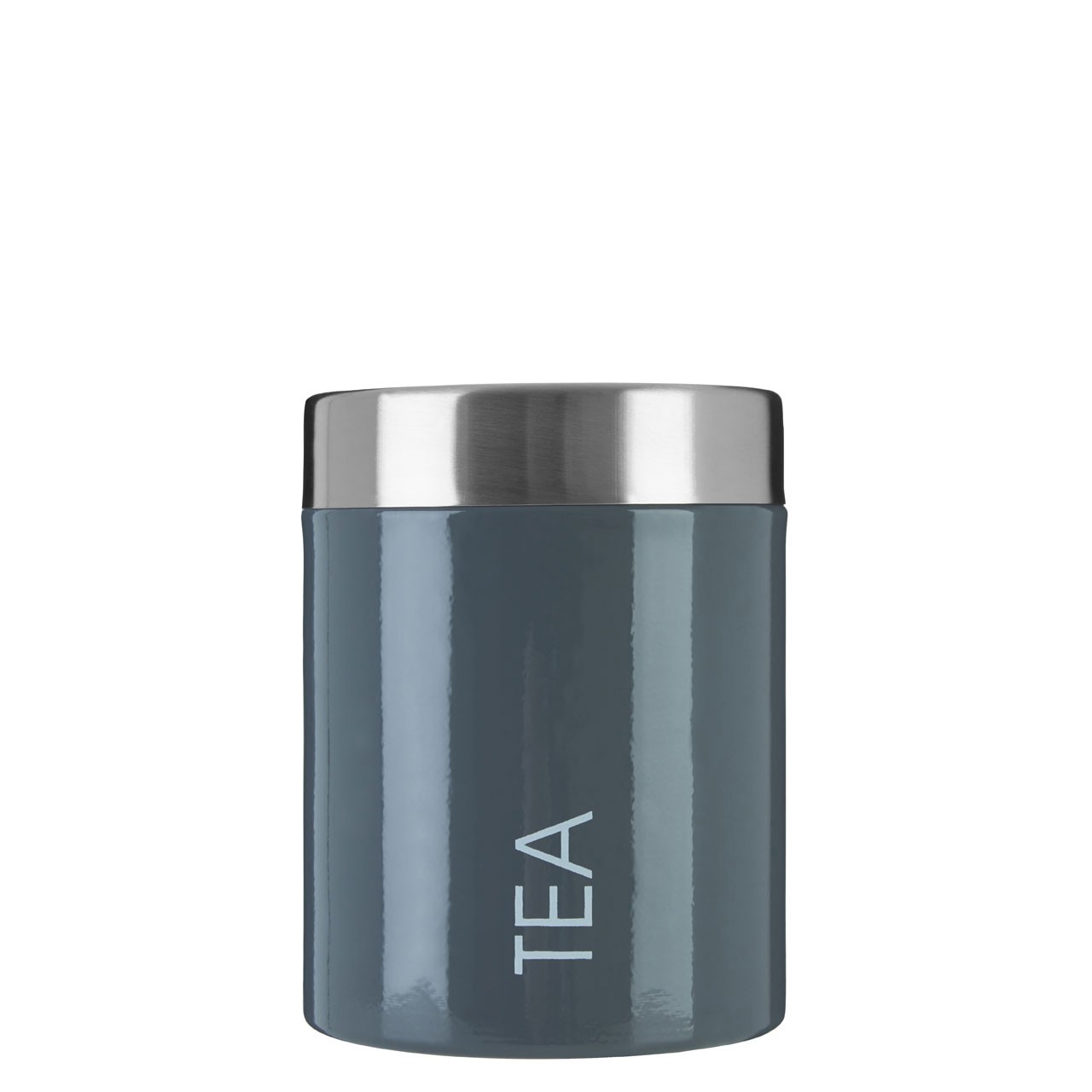 Liberty Tea Canister Grey Enamel/Steel Lid - Click Image to Close