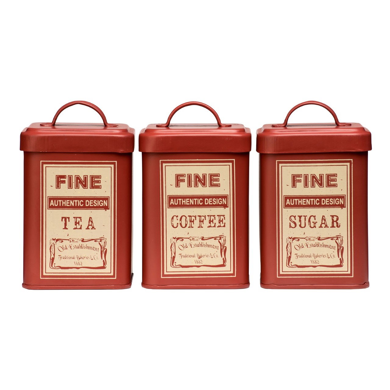 Prime Furnishing Whitby Tea, Coffee & Sugar Canisters - Red