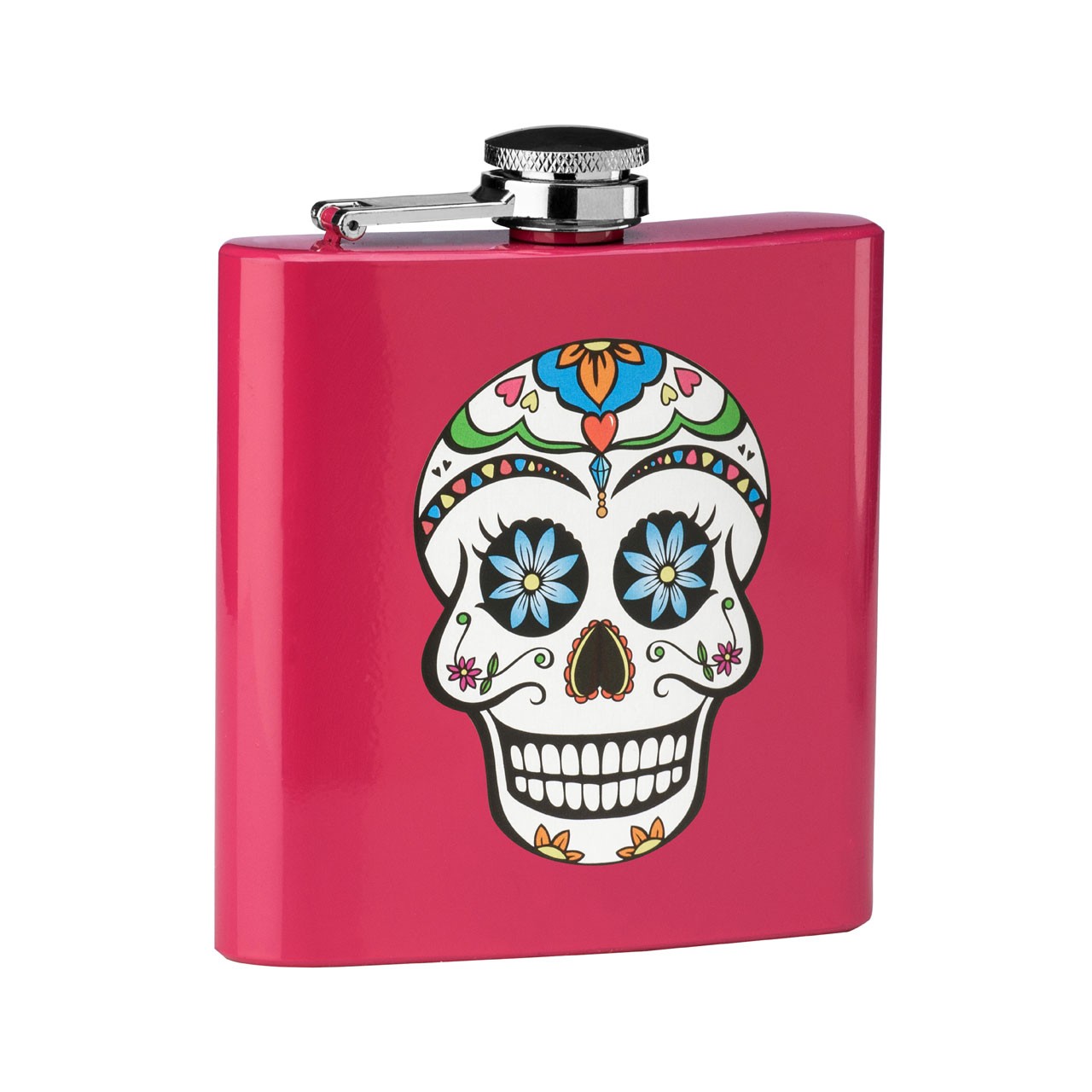 6 oz Skull Design Hip Flask, Pink