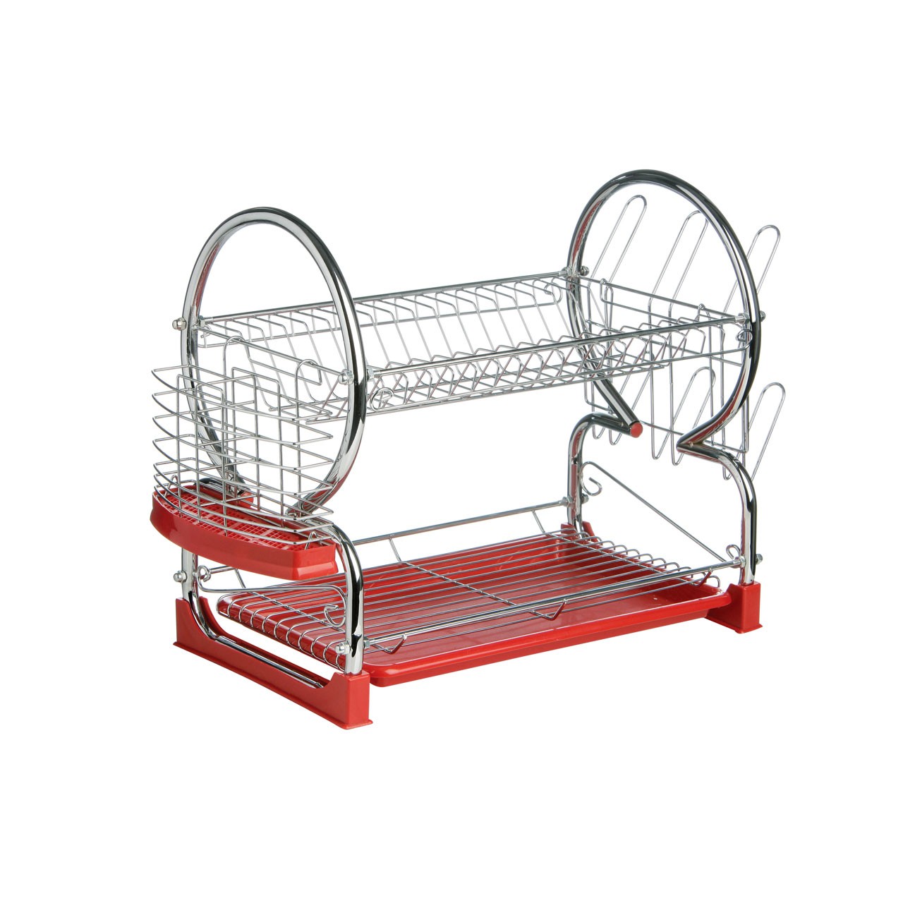 Prime Furnishing 2-Tier Dish Drainer - Red