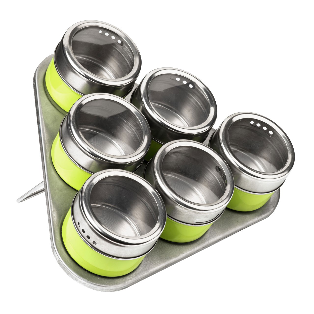 Magnetic Tray with 6 Spice Jars - Lime Green