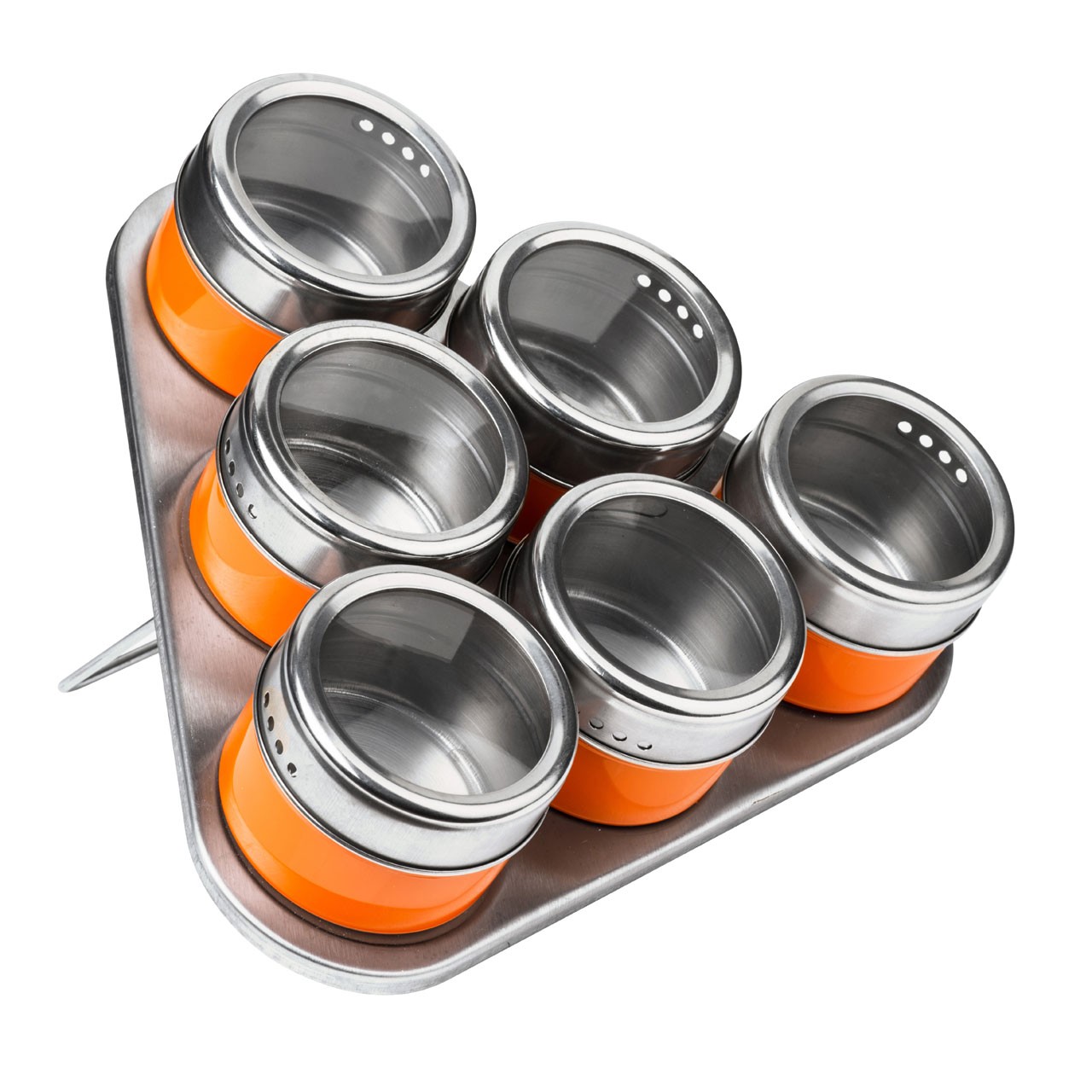 Magnetic Tray with 6 Spice Jars - Orange