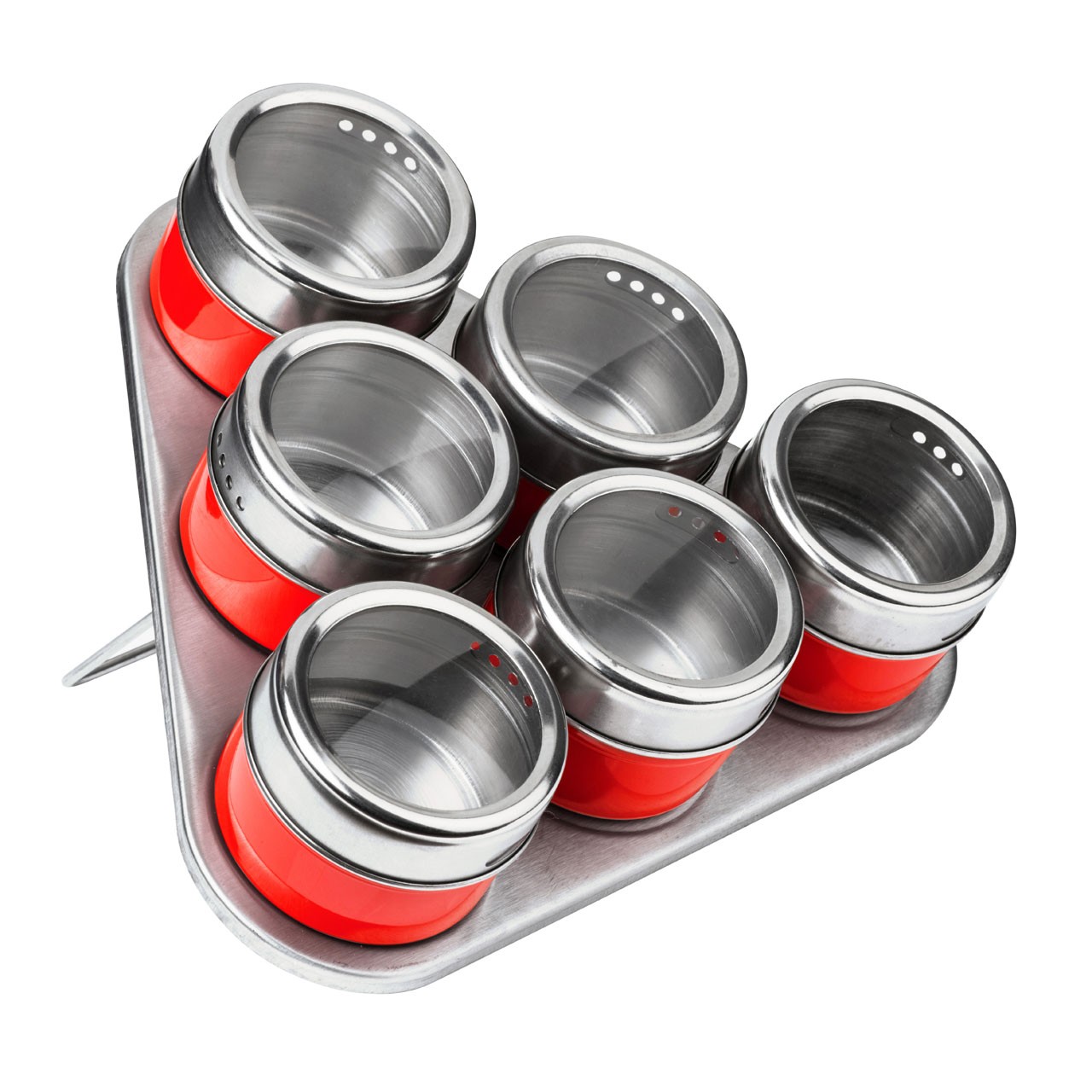 Magnetic Tray with 6 Spice Jars - Red