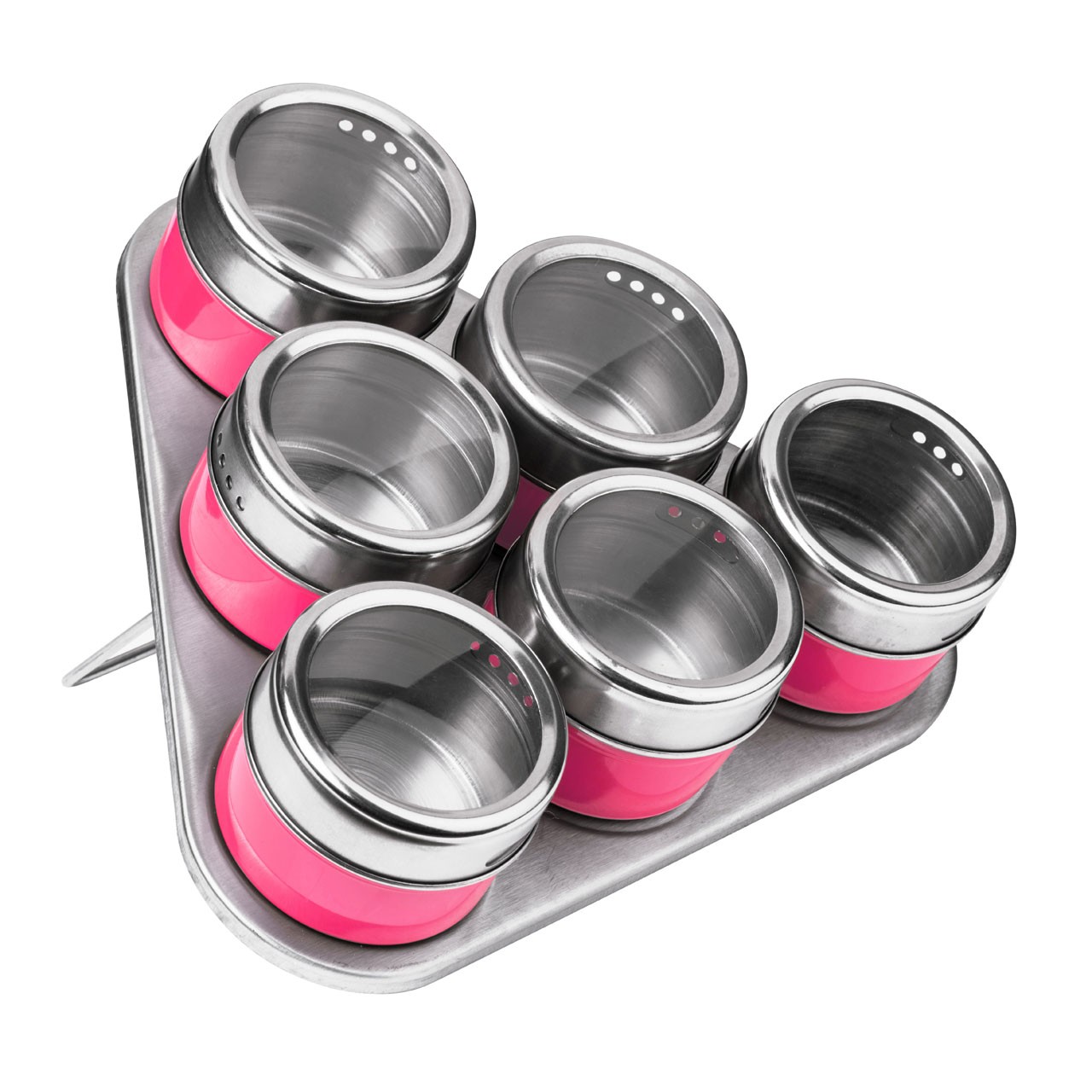 Magnetic Tray with 6 Spice Jars - Hot Pink