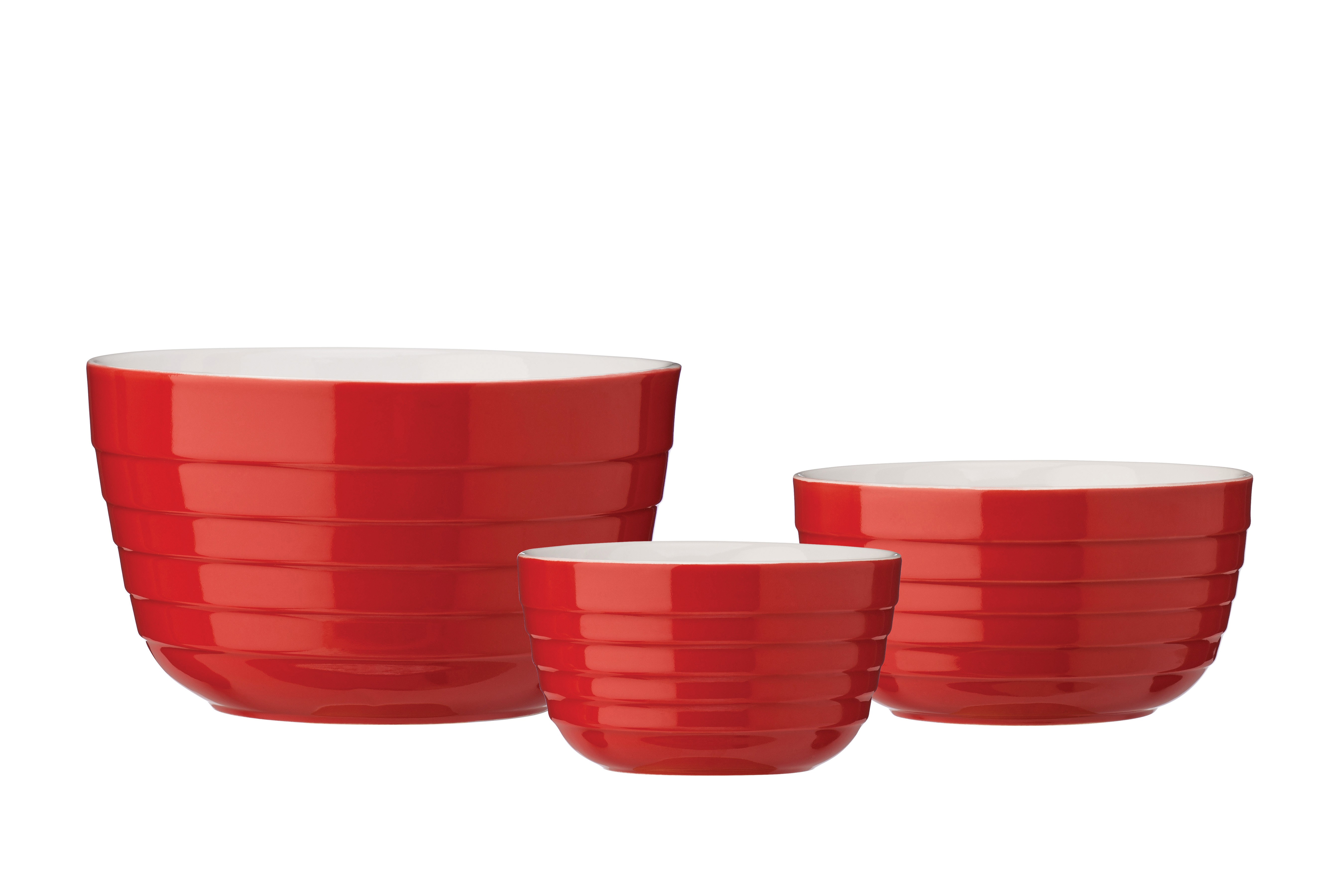 Mixing Bowl Set of 3 Red Stoneware