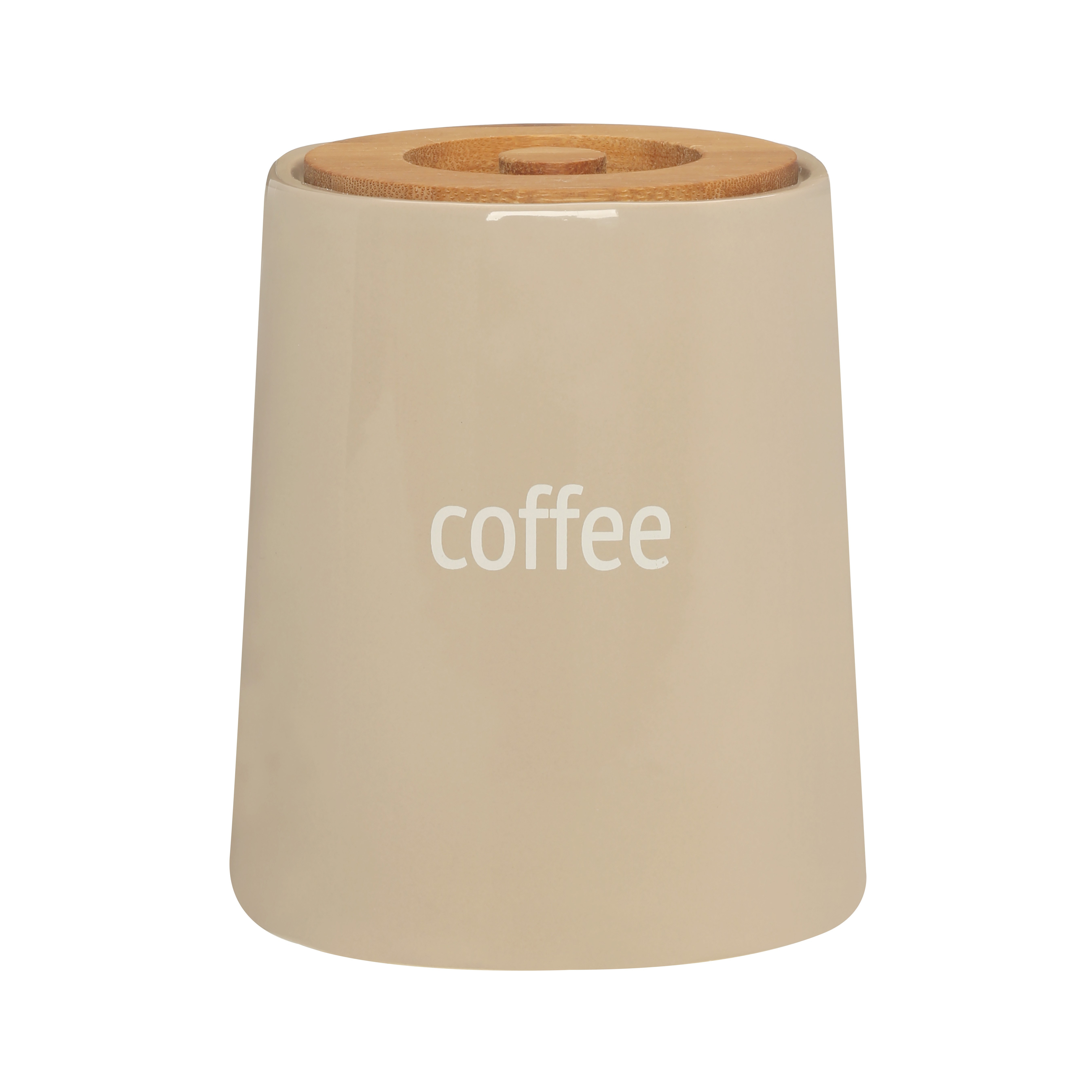 Fletcher Coffee Canister Beige Ceramic - Bamboo Lid