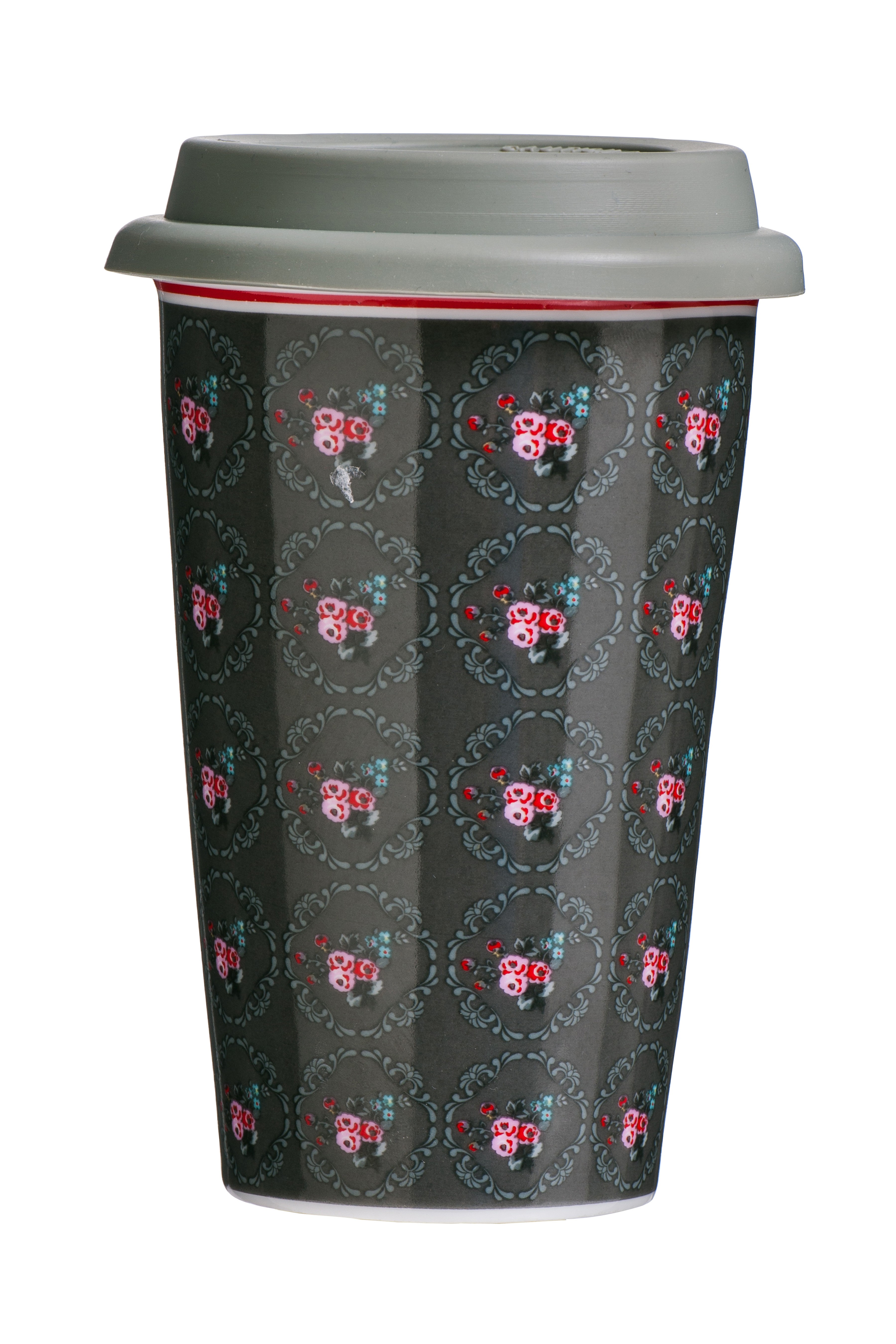 Pippa Ditsy Travel Mug (Double Walled) Porcelain Silicone 330ml