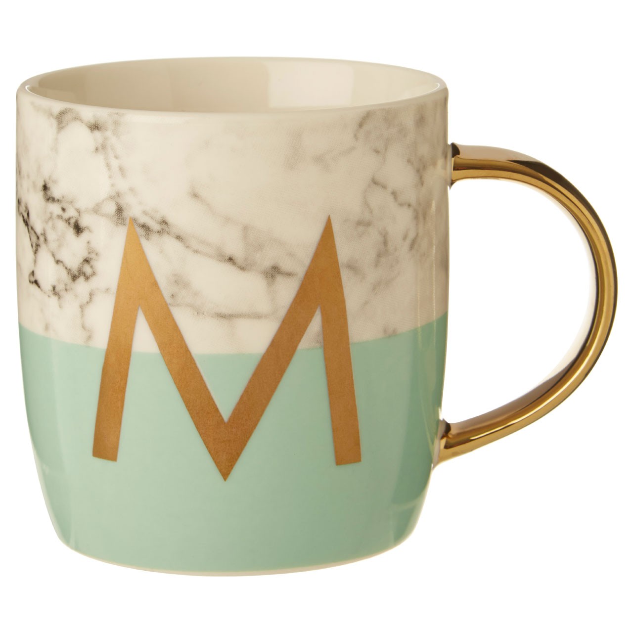 Mimo Pastel Green M Letter Monogram Mug