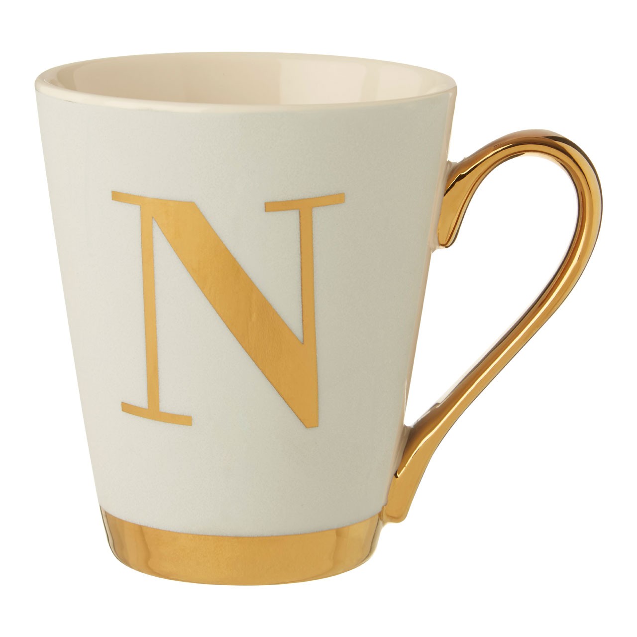 Mimo White Frosted Deco N Letter Monogram Mug
