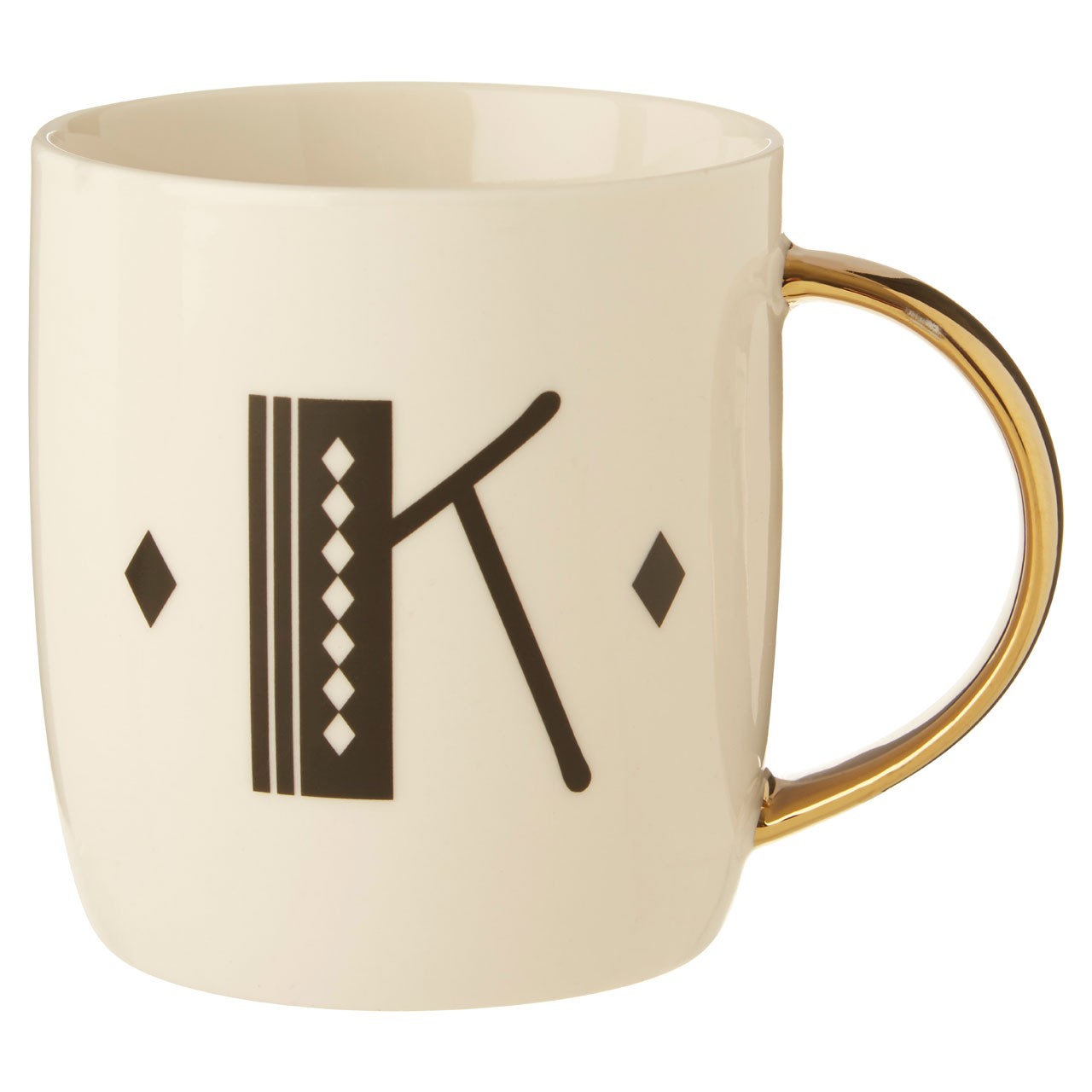 Mimo Diamond Deco K Letter Monogram Mug