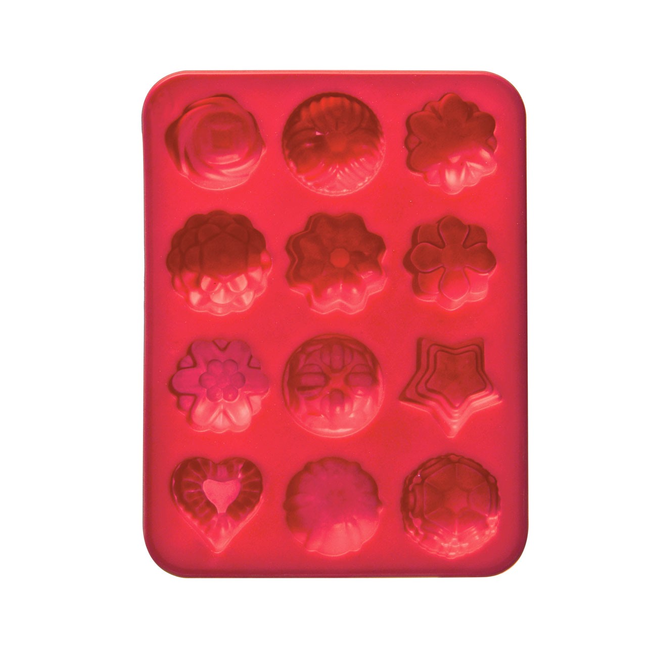 12 Flower Cake Mould Tray - Hot Pink