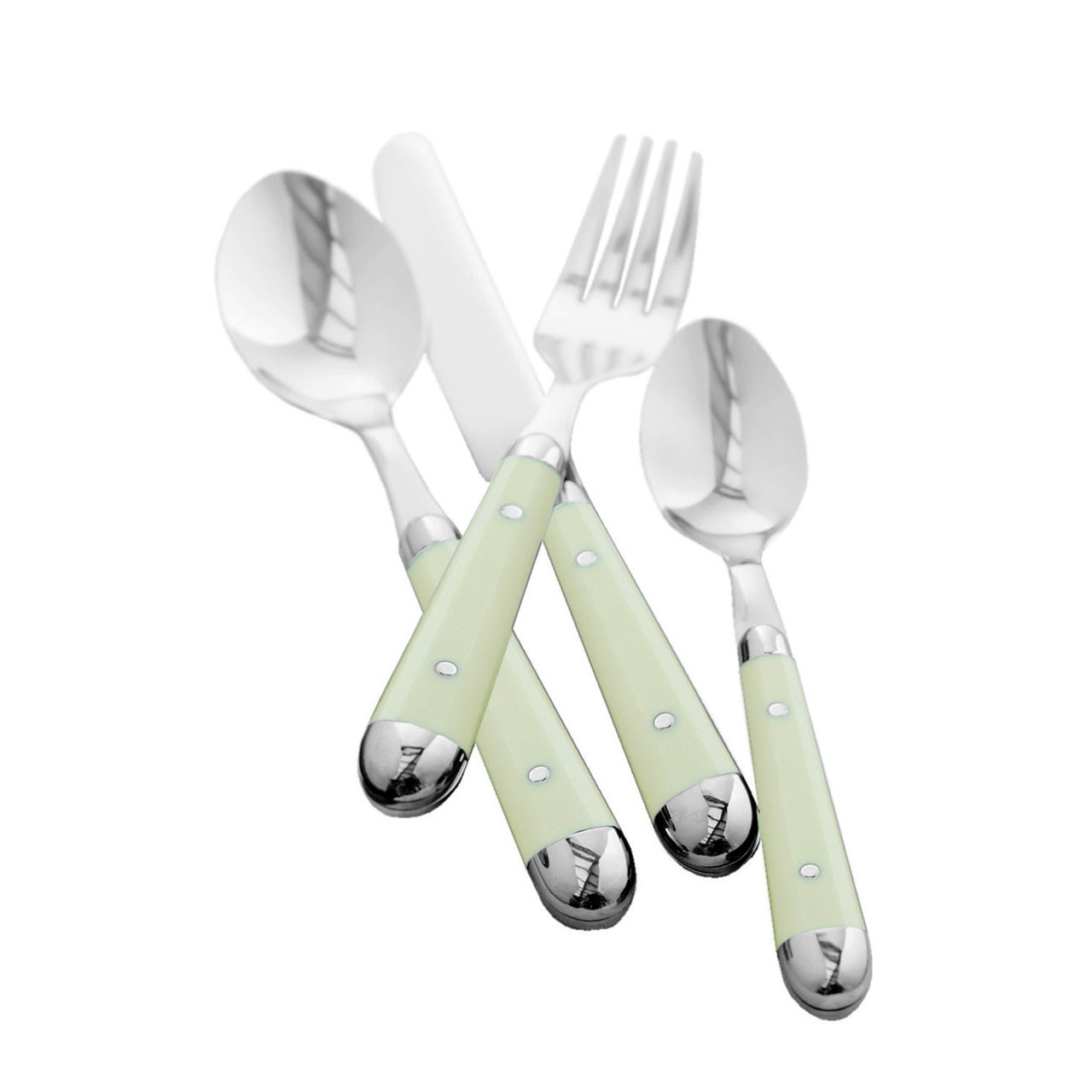 Brasserie Cutlery Set, 16pc, Cream/Stainless Steel