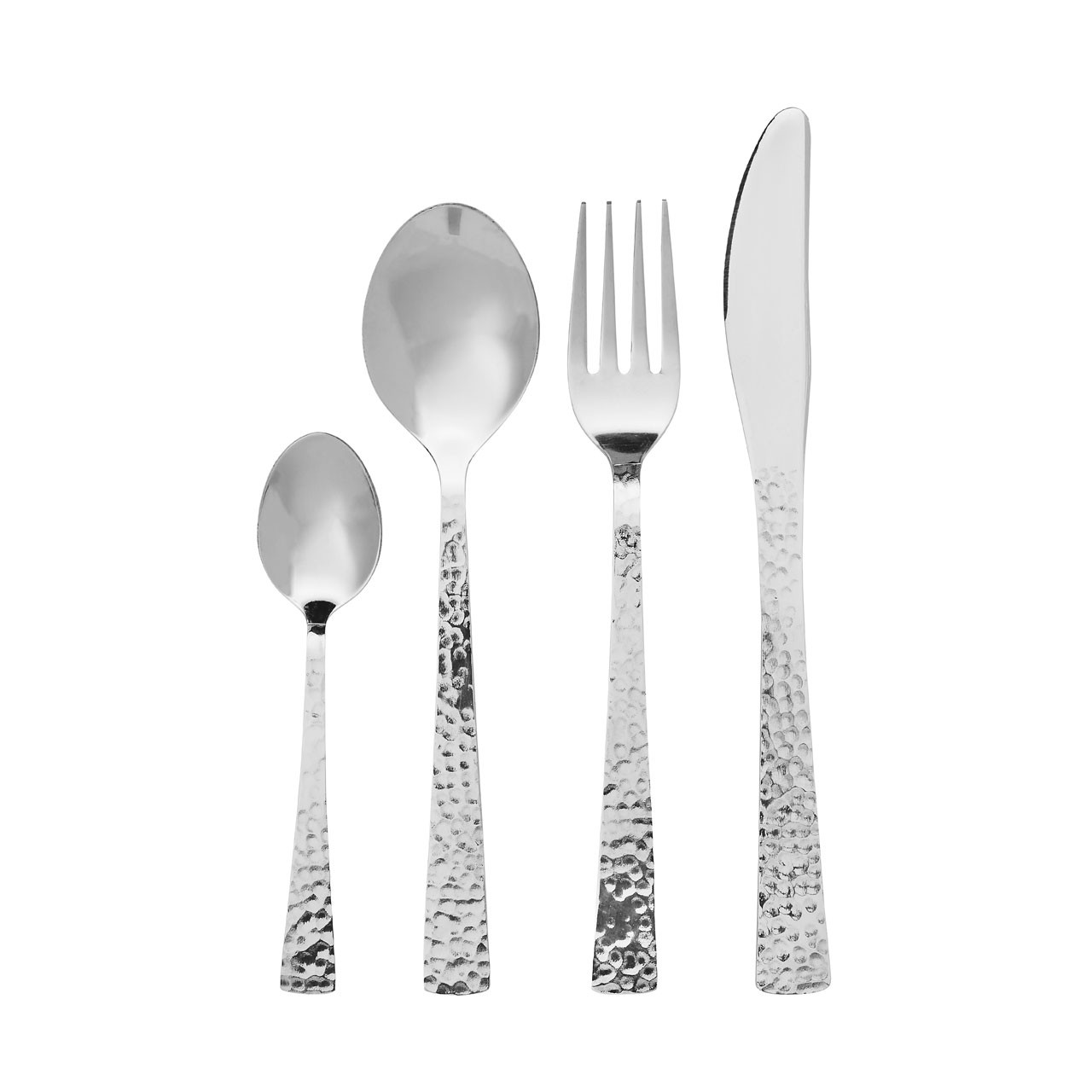 16pc Cutlery Set Stainless Steel Hammered Effect