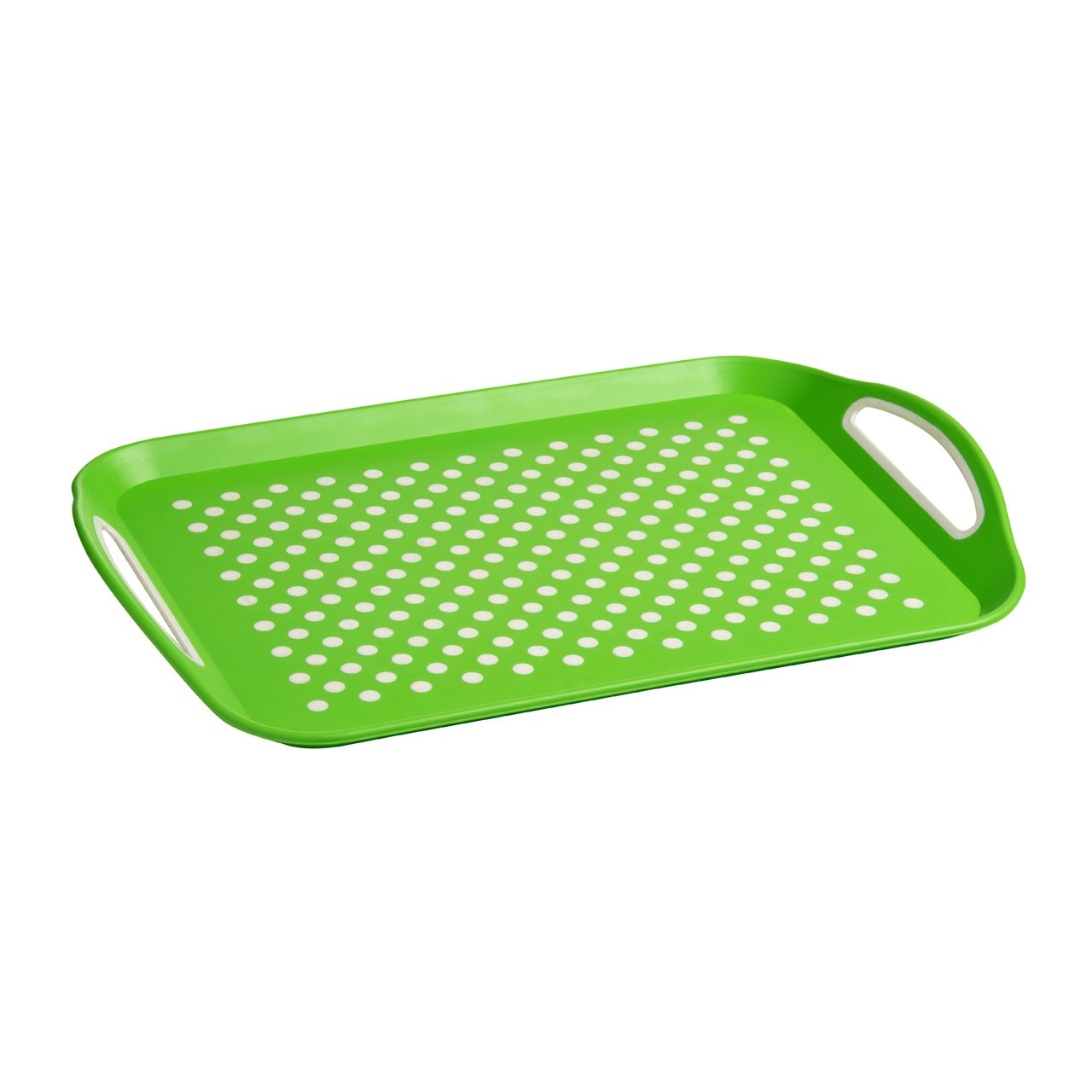 Anti-Slip Serving Tray PP & Tpe Green With White Dots