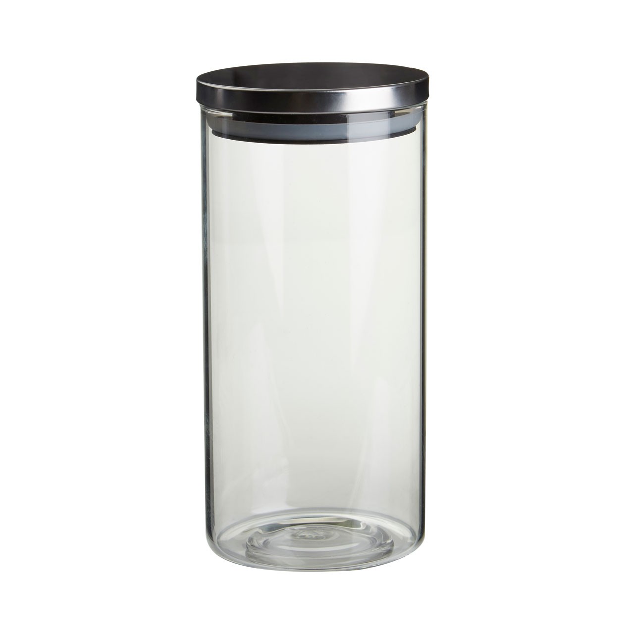 Round Storage Jar, Clear Glass, Metal Lid