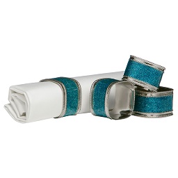 Square Glitter Napkin Rings - Turquoise, Set of 4 - Click Image to Close