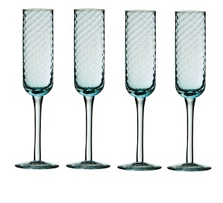 Artic Champagne Glasses, Set of 4, Blue - Click Image to Close