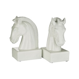 Prime Furnishing Horse Head Bookends - White - Set of 2