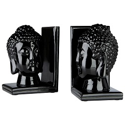 Prime Furnishing Buddha Head Bookend - Black - Set of 2