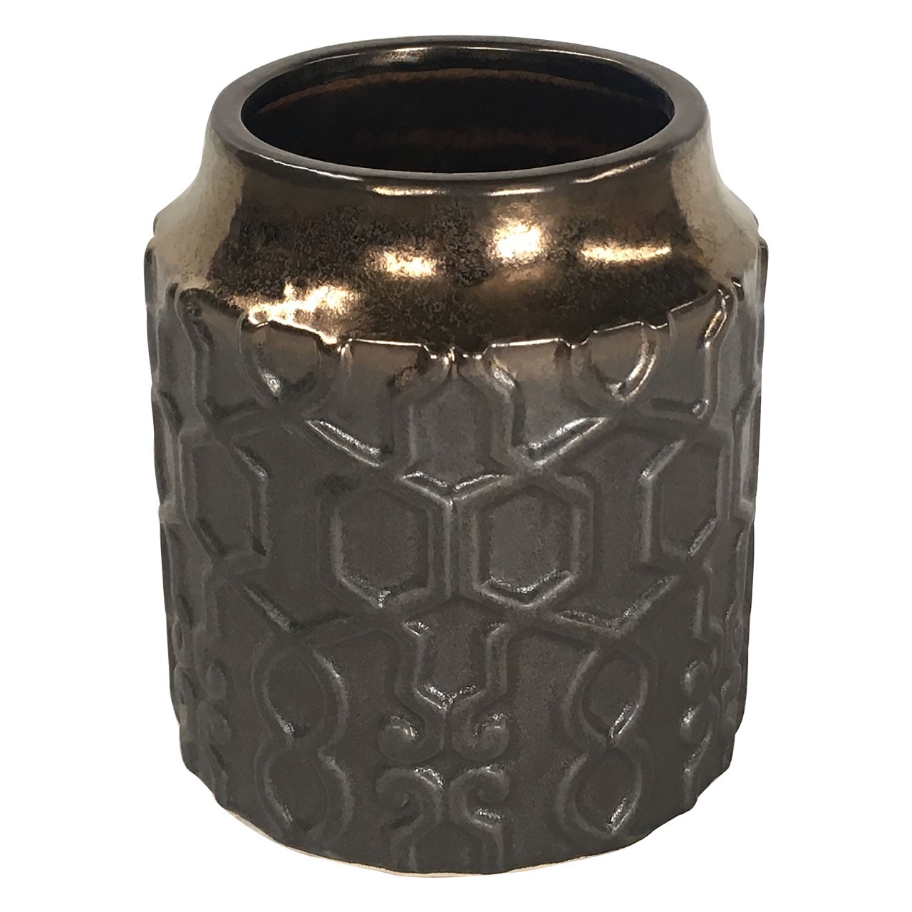 Zircon Ceramic Planter Gold-finish In Warm Tone - Click Image to Close