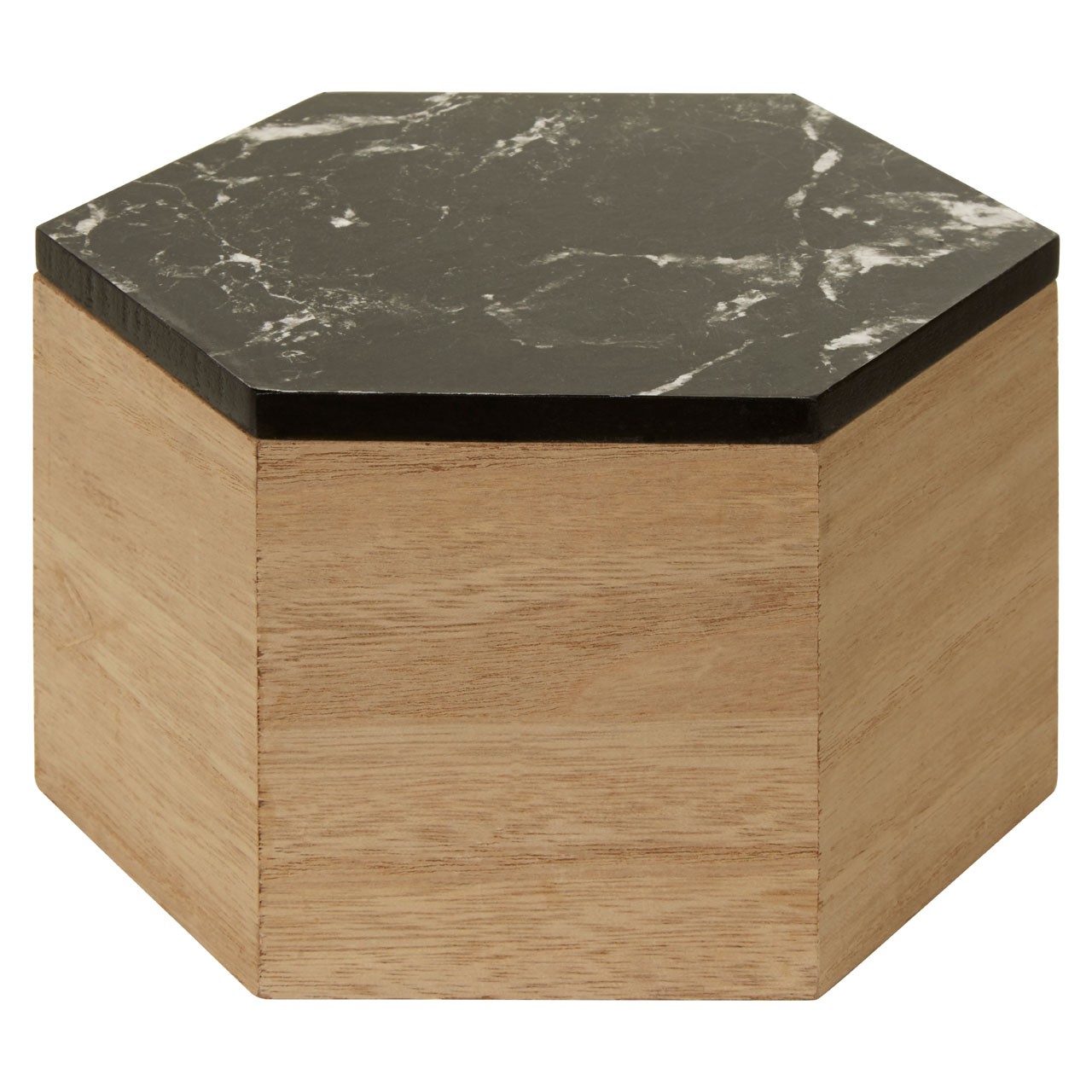 Mimo Black Marble Effect Hexagonal Trinket Box