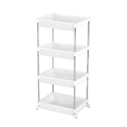Prime Furnishing 4-Tier Bathroom Storage Trolley- White - Click Image to Close