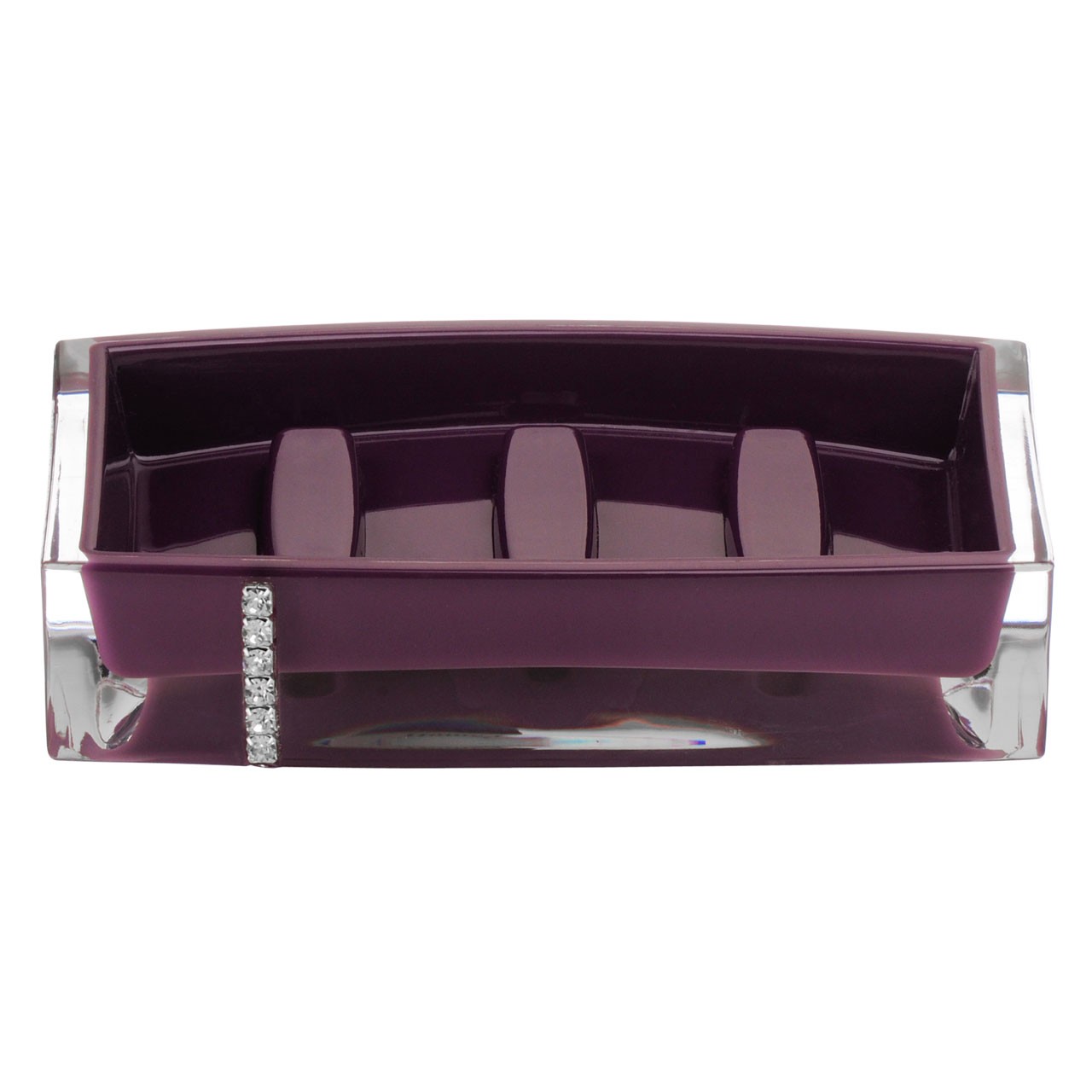 Acrylic Soap Dish with Diamante Detail - Purple