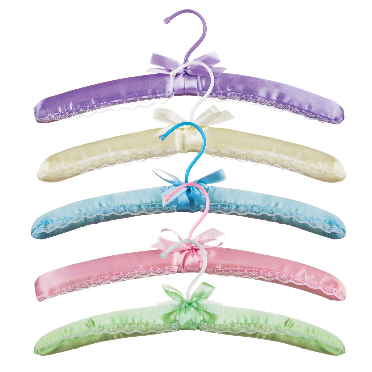 Clothes Hangers with Lace - Multi-Colour, Set of 5