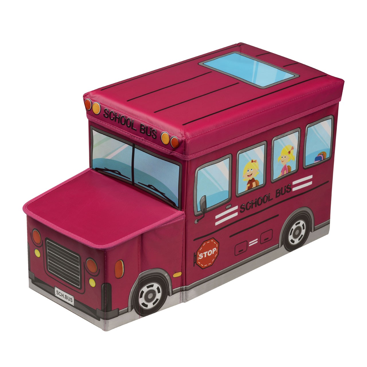 Children's Storage Box Seat Toy Storage School Bus Gift Idea (Ho