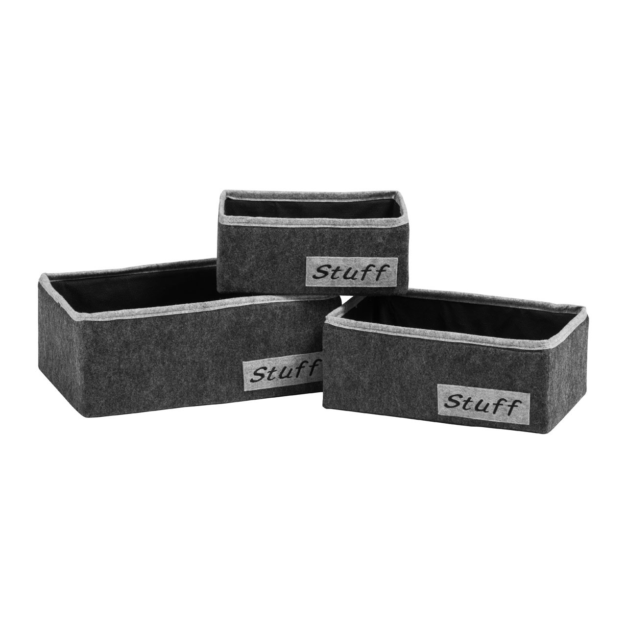 Prime Furnishing Stuff Storage Boxes, Dark/Light Grey - Set Of 3