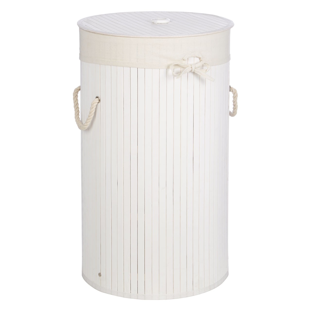 Prime Furnishing Kankyo Bamboo Round Laundry Hamper, White