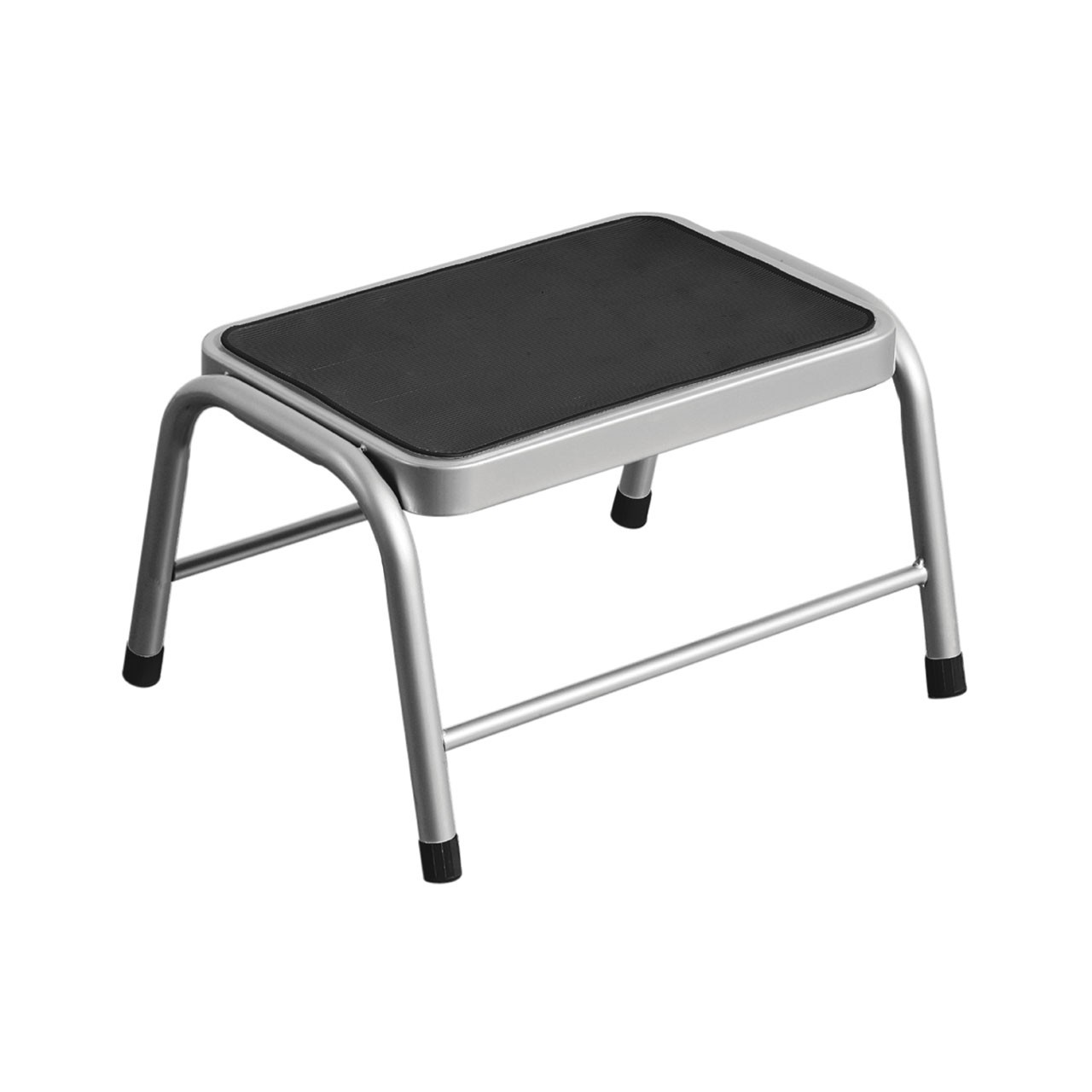 Prime Furnishing Step Stool,Black Rubber Top - Silver - Set Of 2