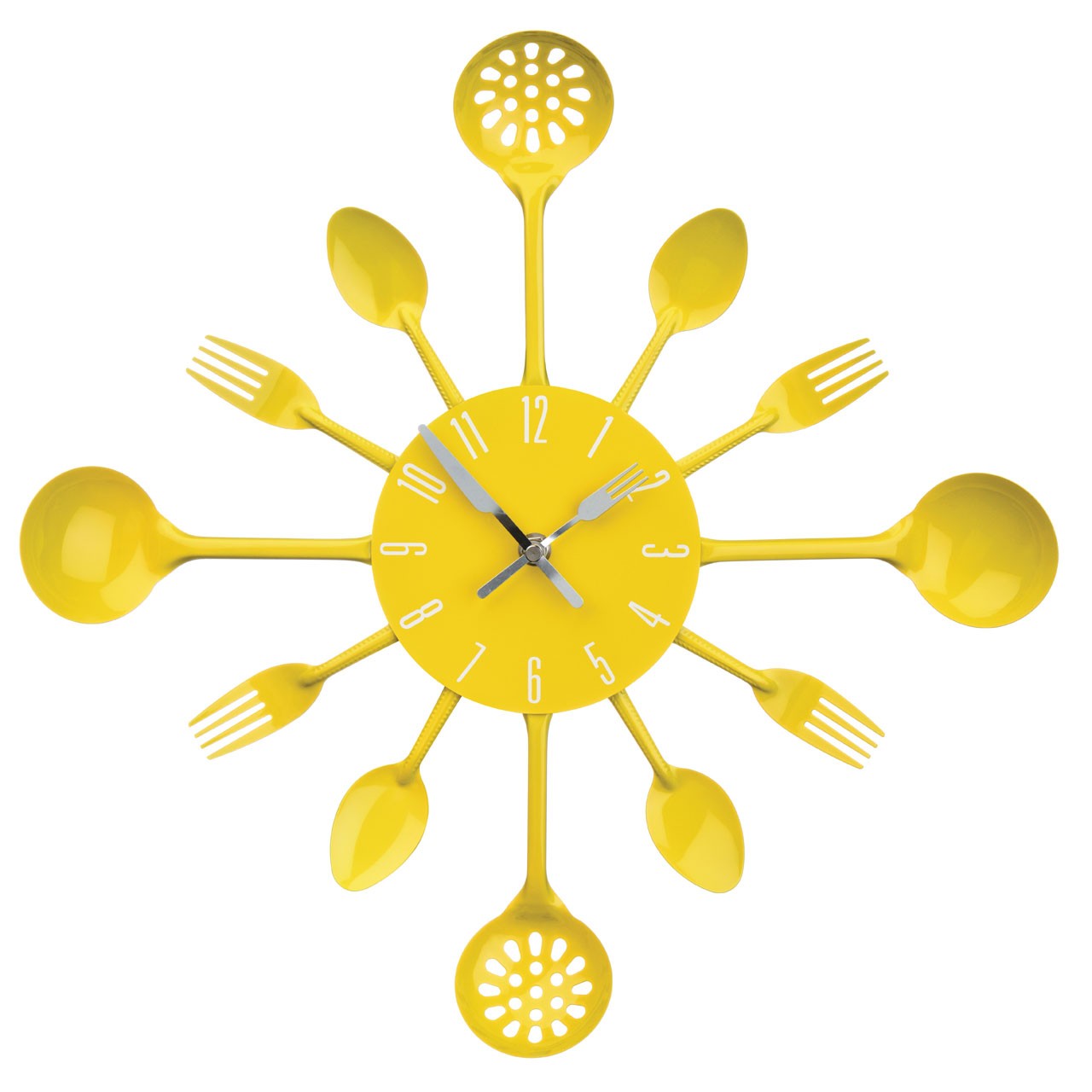 Prime Furnishing Cutlery Wall Clock - Yellow