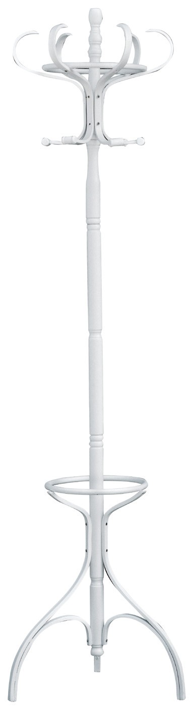 Floor Standing Coat Stand, White Finish Solid Birch Wood