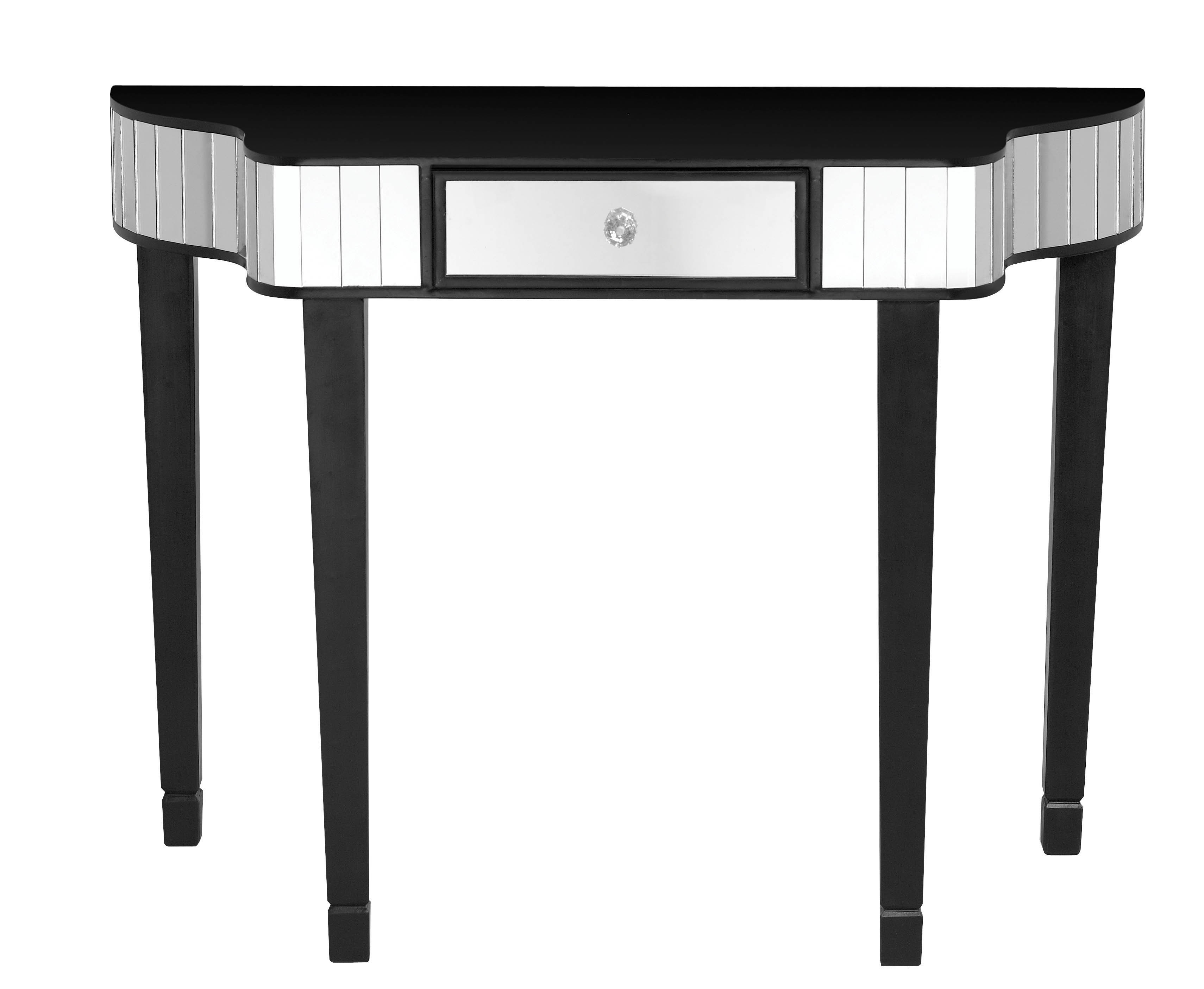 Clavier Console Black Wood Table and Mirror