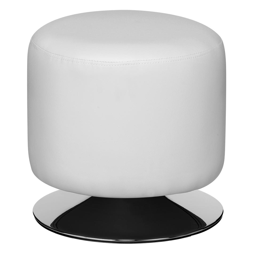Cylinder Stool, White Leather Effect