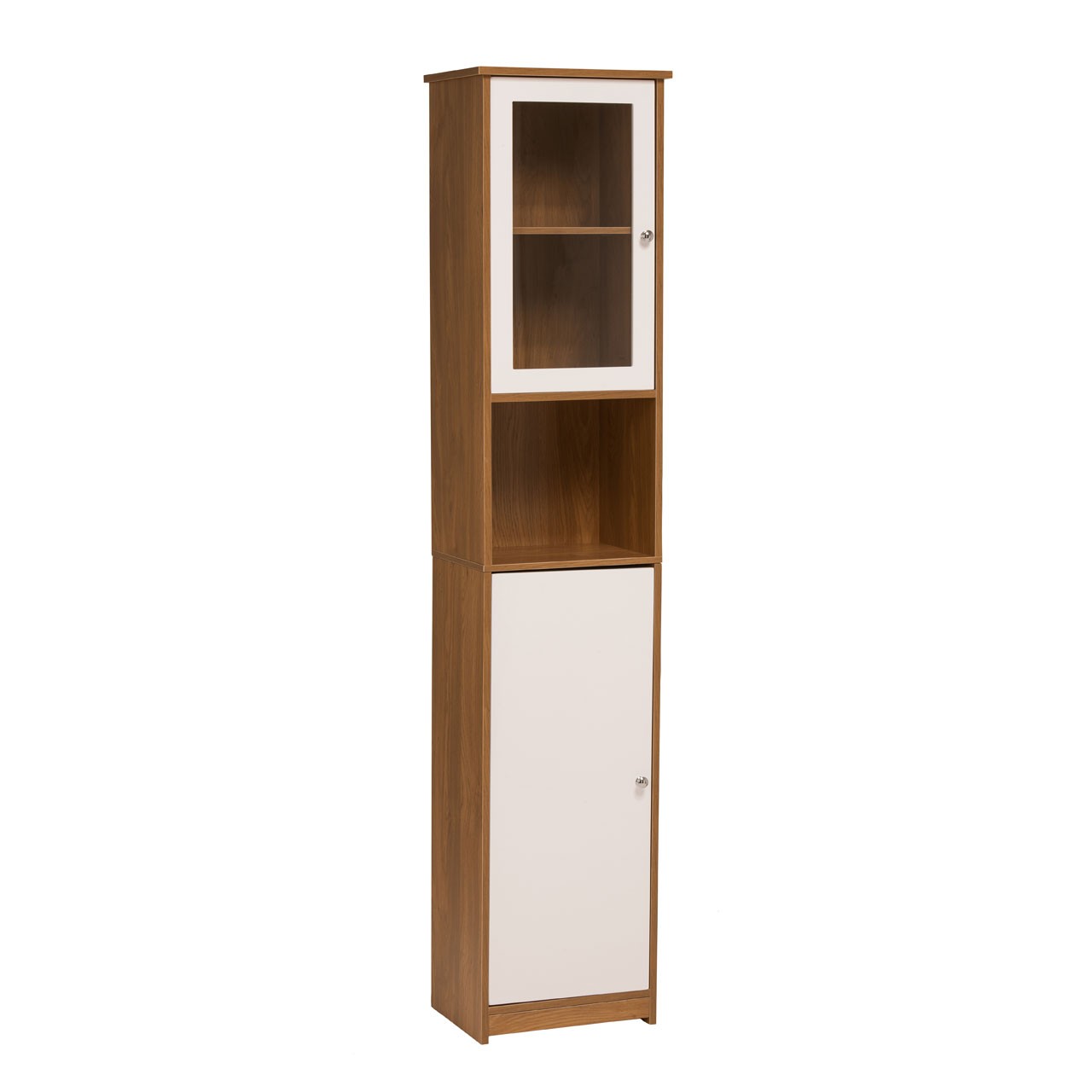 Floorstanding Cabinet with Oak Effect/High Gloss - White