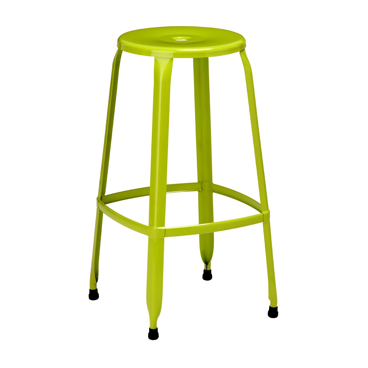 Disc Stool, Lime Green Powder Coated Metal - Set Of 4