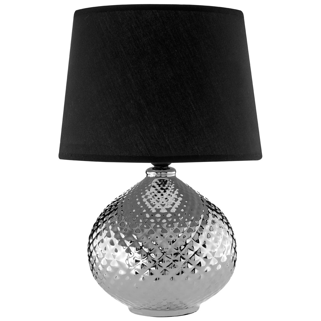 Prime Furnishing Hetty Table Lamp, Silver Ceramic - Black Shade