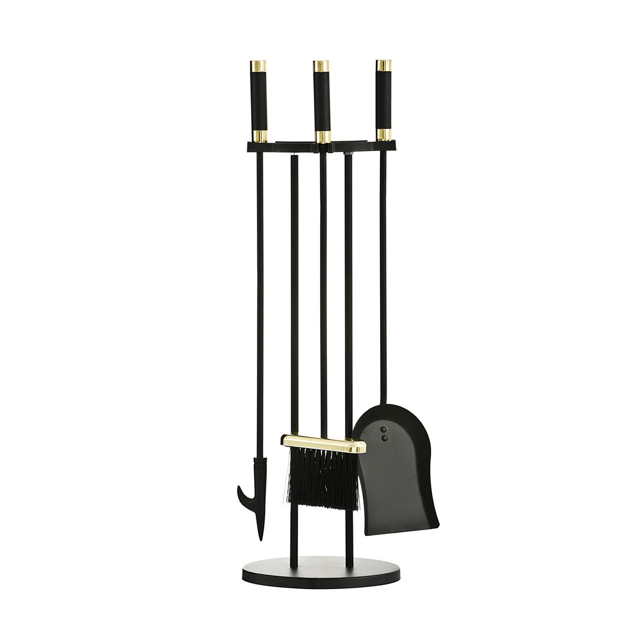 Iron Companion Set with Brass Handles - Black, 3 Pieces