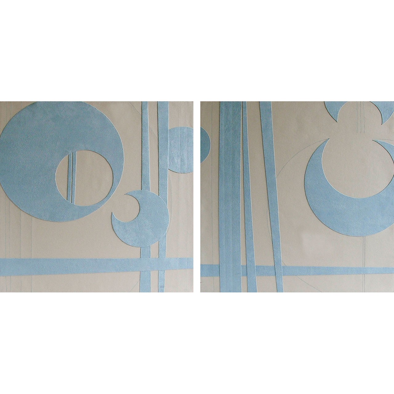 Wall Art, Blue and Cream Suede/Leather Effect, 2 Assorted Design