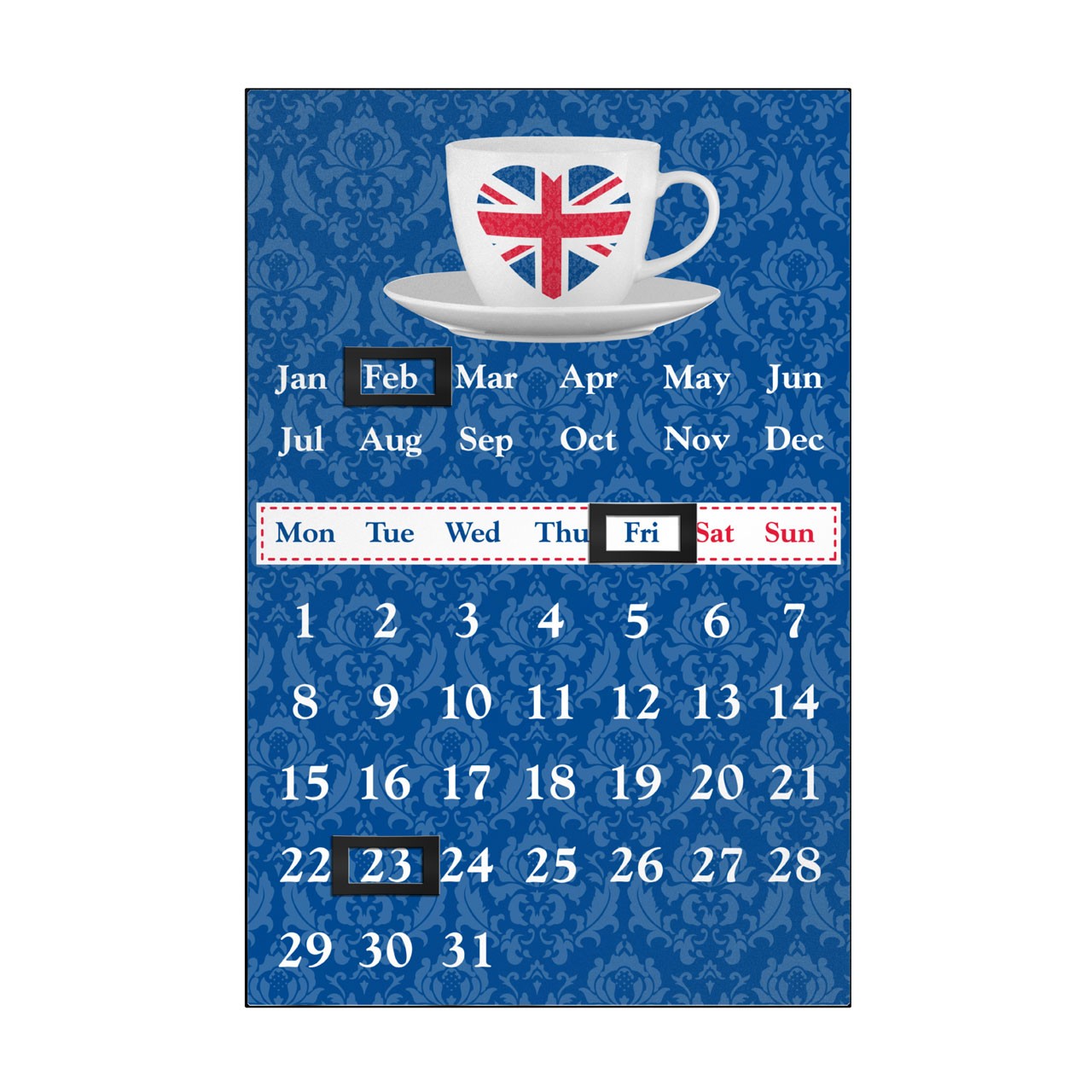 Union Jack Magnetic Calendar Keep Up to Date Daily Routines